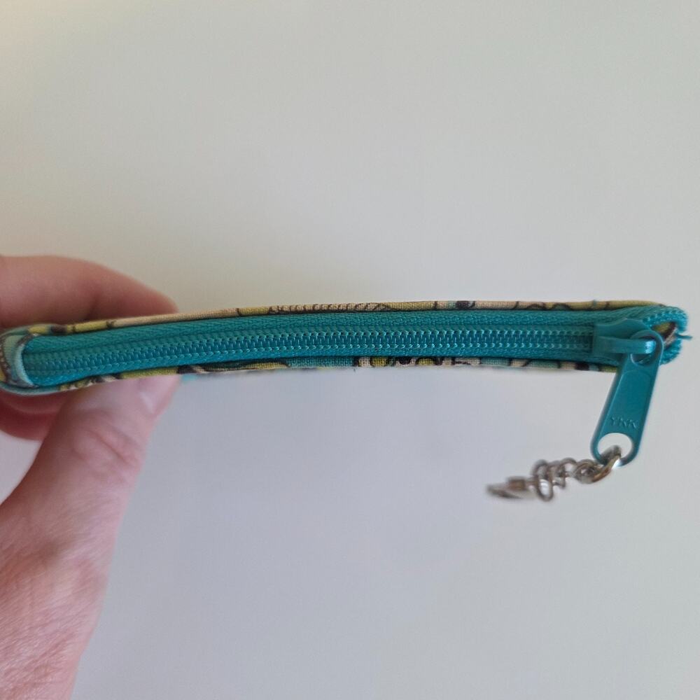 Vera Bradley Peacock Zip ID Case Coin Purse Keychain Teal Green - Picture 8 of 8